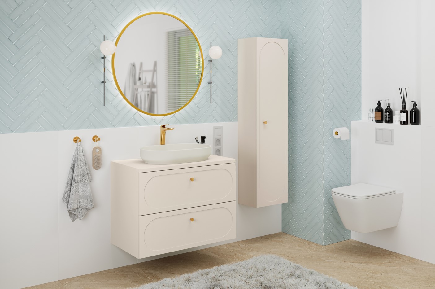 ArtCom Doska pod umývadlo SAND Beige | béžový mat Typ: Doska 120 cm / 89-120-46 – Obrázok 10