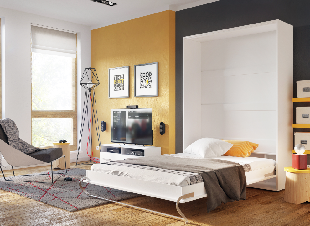 Dig-net nábytok Sklápacia posteľ Lenart Concept PRO CP-02 biely lesk | 120 x 200 cm – Obrázok 8