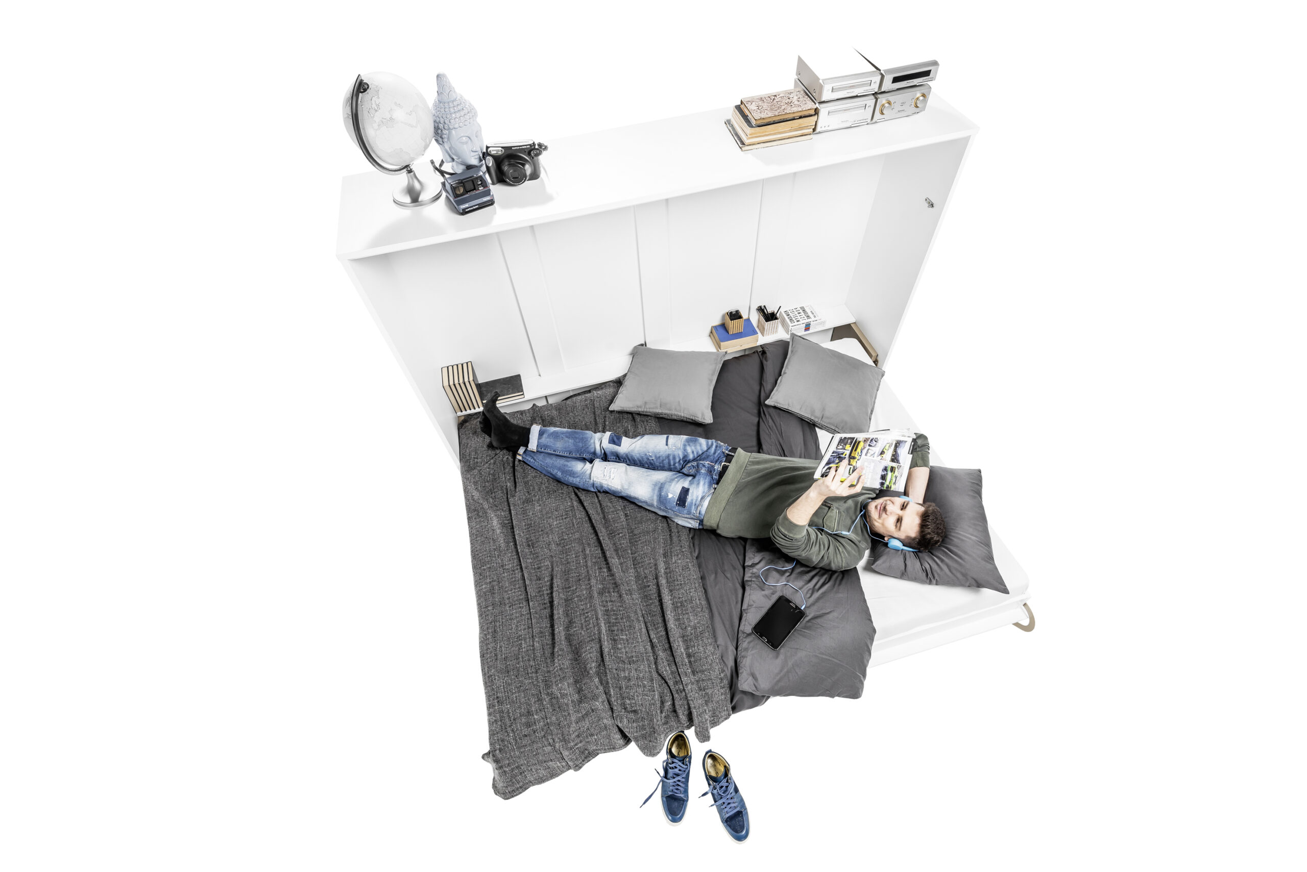 Dig-net nábytok Sklápacia posteľ Lenart Concept PRO CP-02 biely lesk | 120 x 200 cm – Obrázok 12