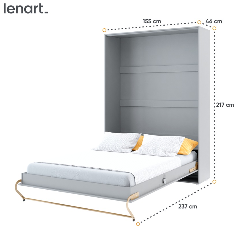 Dig-net nábytok Sklápacia posteľ Lenart Concept PRO CP-02 sivá | 120 x 200 cm – Obrázok 5