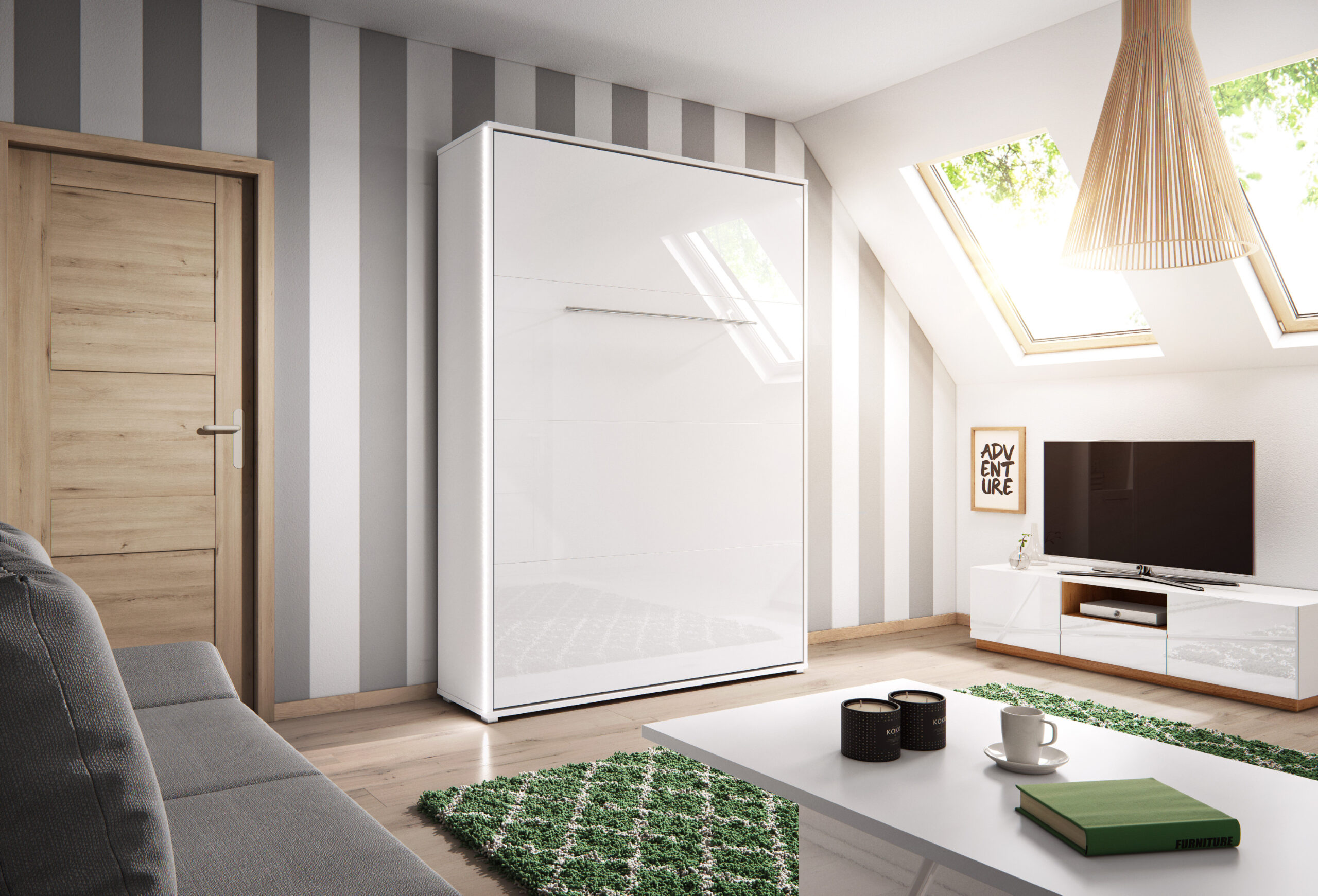 Dig-net nábytok Sklápacia posteľ Lenart Concept PRO CP-02 sivá | 120 x 200 cm – Obrázok 6