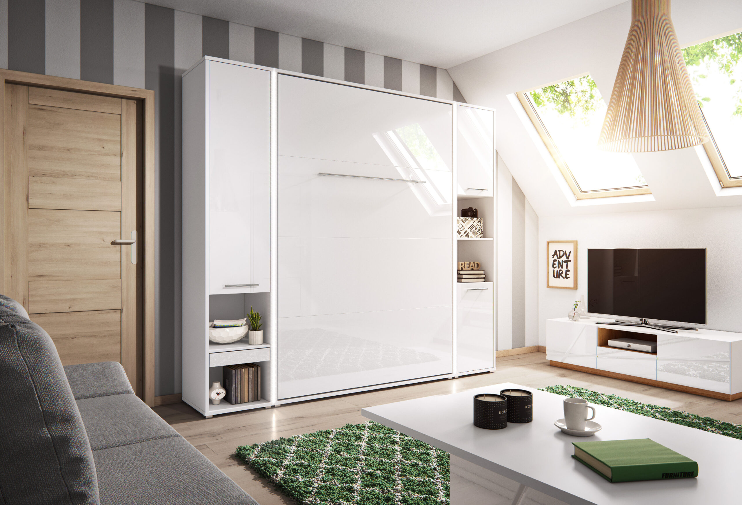 Dig-net nábytok Sklápacia posteľ Lenart Concept PRO CP-02 sivá | 120 x 200 cm – Obrázok 14