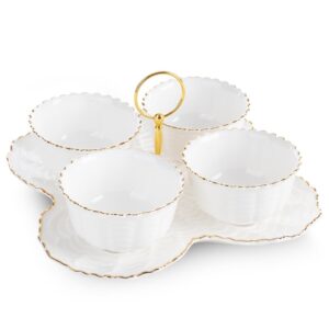 ArtFir Dekoračný tanier GAIA 07 | krémová/zlatá 24 x 24 x 7 cm