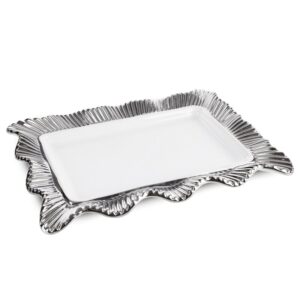 ArtFir Dekoračný tanier BETSY 01 | biela/strieborná 36 x 25 x 4 cm