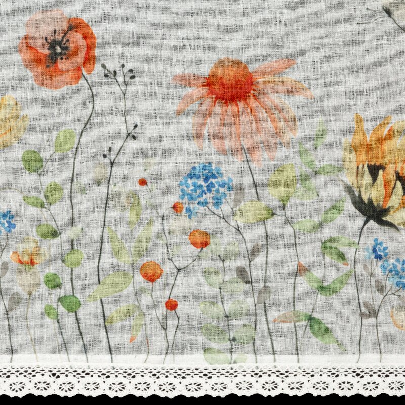 ArtFir Krátka záclona NATI P | biela/červená 150 x 30 cm – Obrázok 3