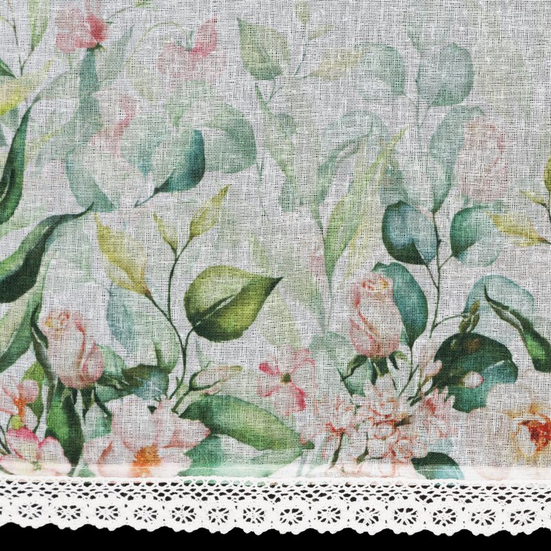 ArtFir Krátka záclona ESTERA P | biela/zelená 150 x 60 cm – Obrázok 3