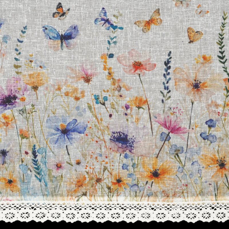 ArtFir Krátka záclona ROZALIA P | biela/žltá 150 x 30 cm – Obrázok 3