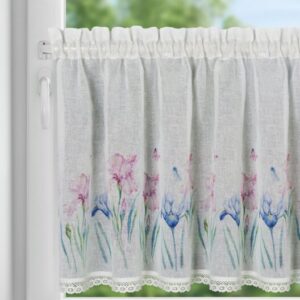 ArtFir Krátka záclona DOLOREZ P | biela/fialová 150 x 60 cm