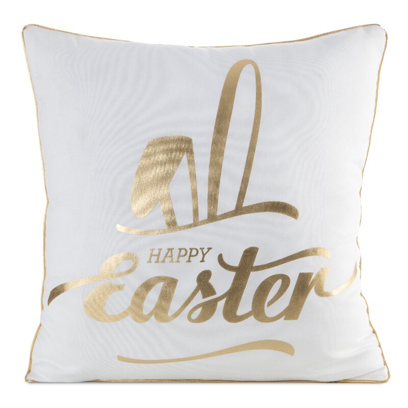 ArtFir Veľkonočná obliečka na vankúš EASTER 41 | biela/zlatá 45 x 45 cm