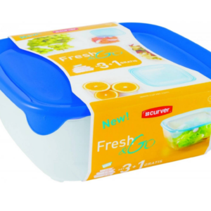 CURVER Sada dóz na potraviny FRESH & GO 2,9L+1,7L+0,8L+0,25L | transparentná / modrá