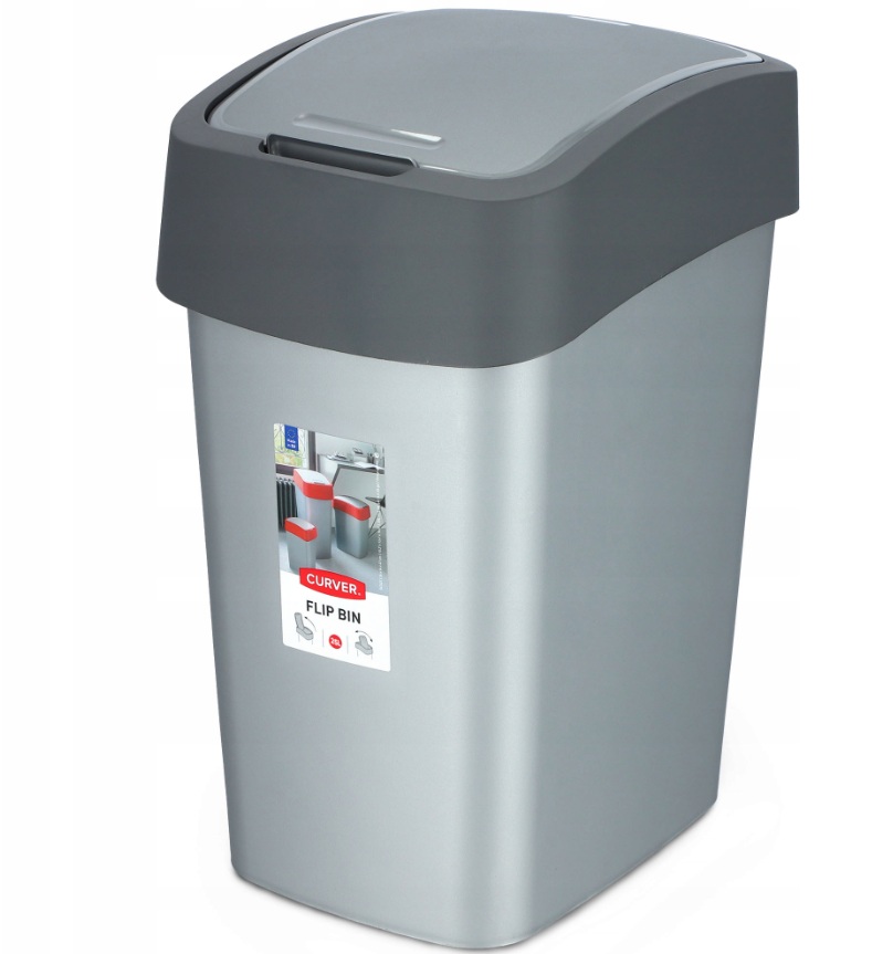 CURVER Odpadkový kôš FLIP BIN 25l | strieborná / sivá – Obrázok 2