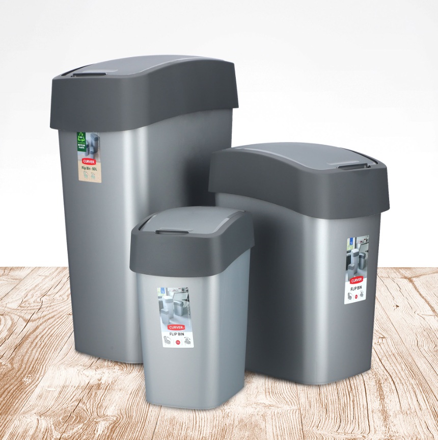 CURVER Odpadkový kôš FLIP BIN 25l | strieborná / sivá – Obrázok 3
