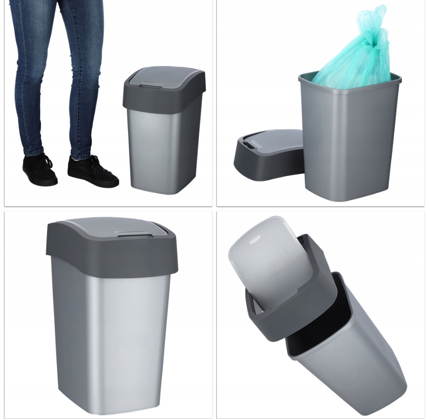 CURVER Odpadkový kôš FLIP BIN 25l | strieborná / sivá – Obrázok 4