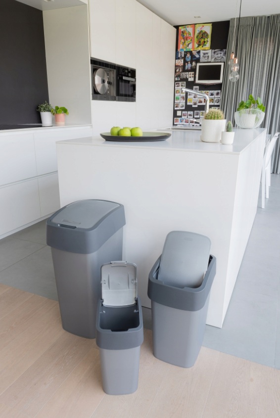 CURVER Odpadkový kôš FLIP BIN 25l | strieborná / sivá – Obrázok 5