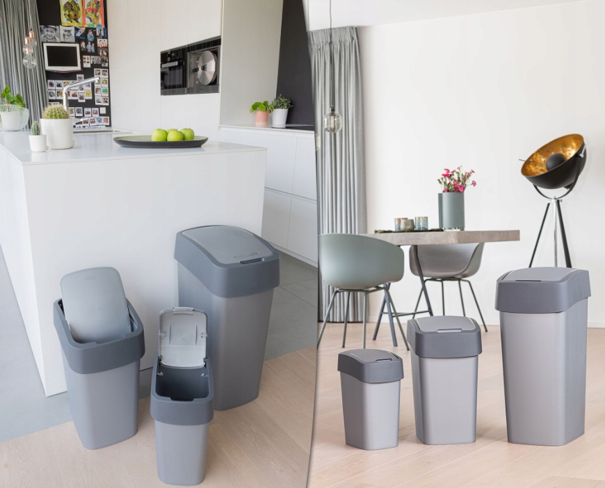 CURVER Odpadkový kôš FLIP BIN 25l | strieborná / sivá – Obrázok 6