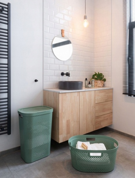 CURVER Kôš na čistú bielizeň INFINITY DOTS 40L recyklovaný plast | zelená – Obrázok 3
