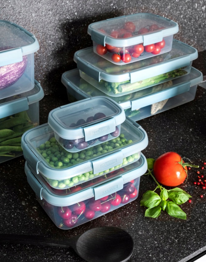 CURVER Dóza na potraviny SMART FRESH ECO 3,5L nízka | transparentná / modrá – Obrázok 3