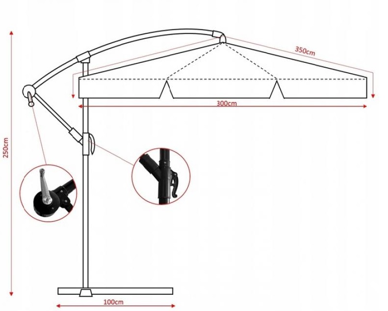 Chomik Záhradný slnečník BANANA s LED osvetlením | zelená 300 cm – Obrázok 7