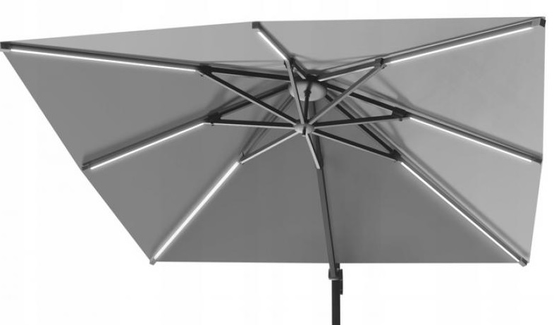 Chomik Záhradný slnečník ROMA s LED osvetlením | sivá 300 x 300 cm – Obrázok 3