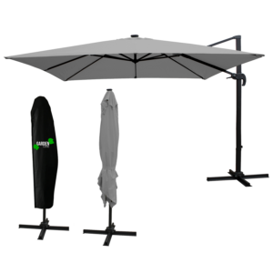 Chomik Záhradný slnečník ROMA s LED osvetlením | sivá 300 x 300 cm