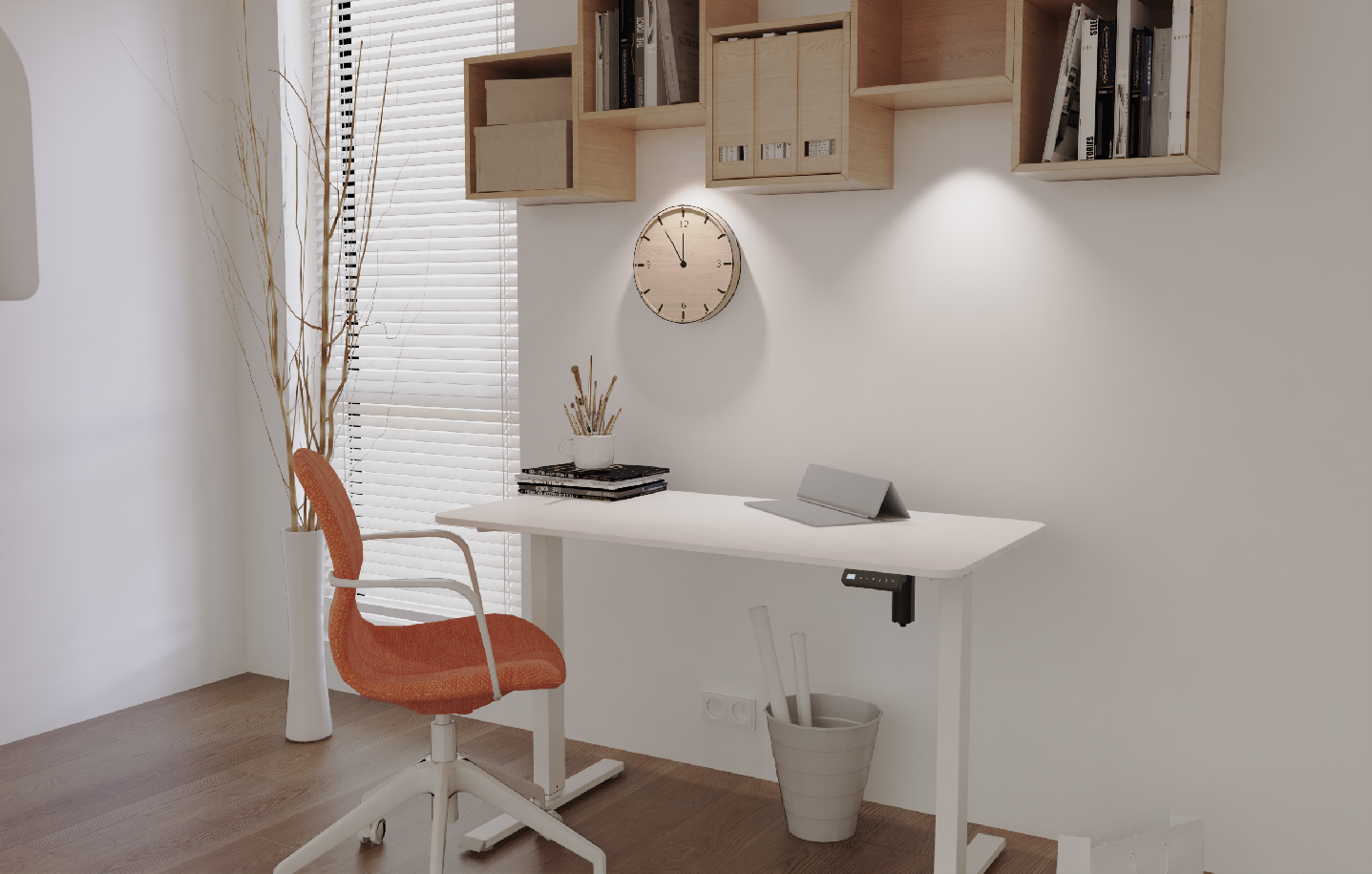 Elvisia Elektrický výškovo nastaviteľný písací stôl YLÖS | biela 120 x 60 cm – Obrázok 4