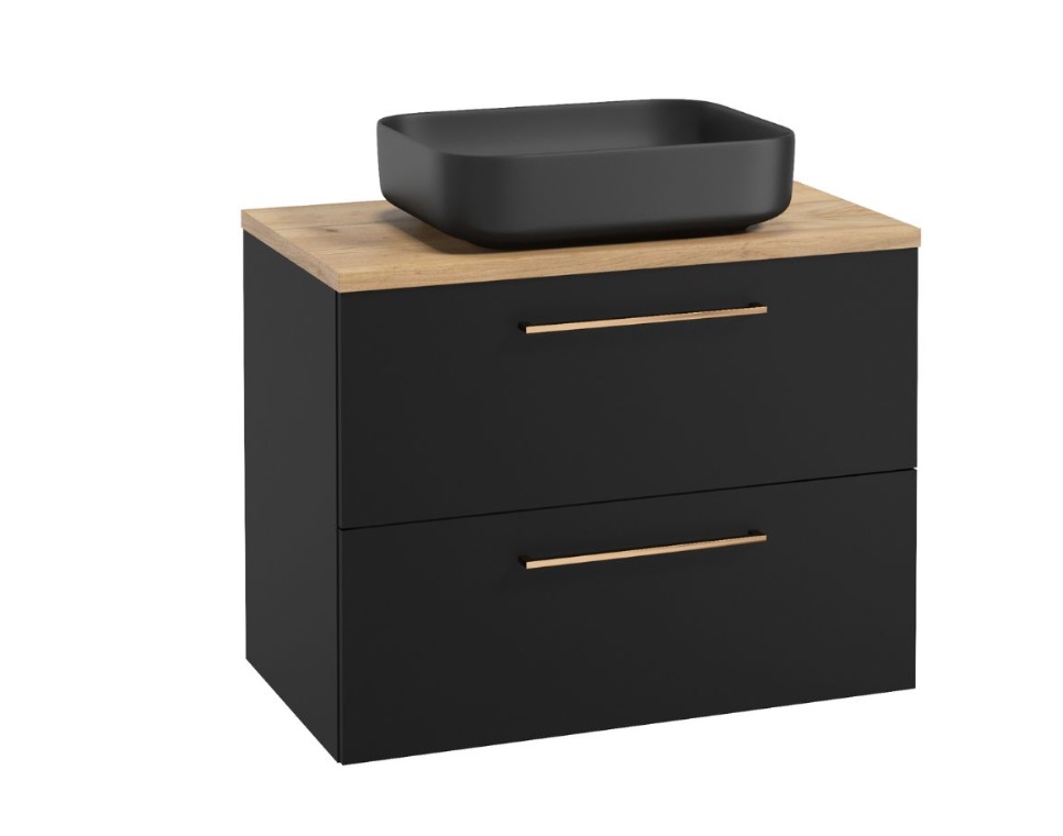 ArtDef Skrinka pod umývadlo FERATA D80 2S/45 | čierna 80 cm – Obrázok 3