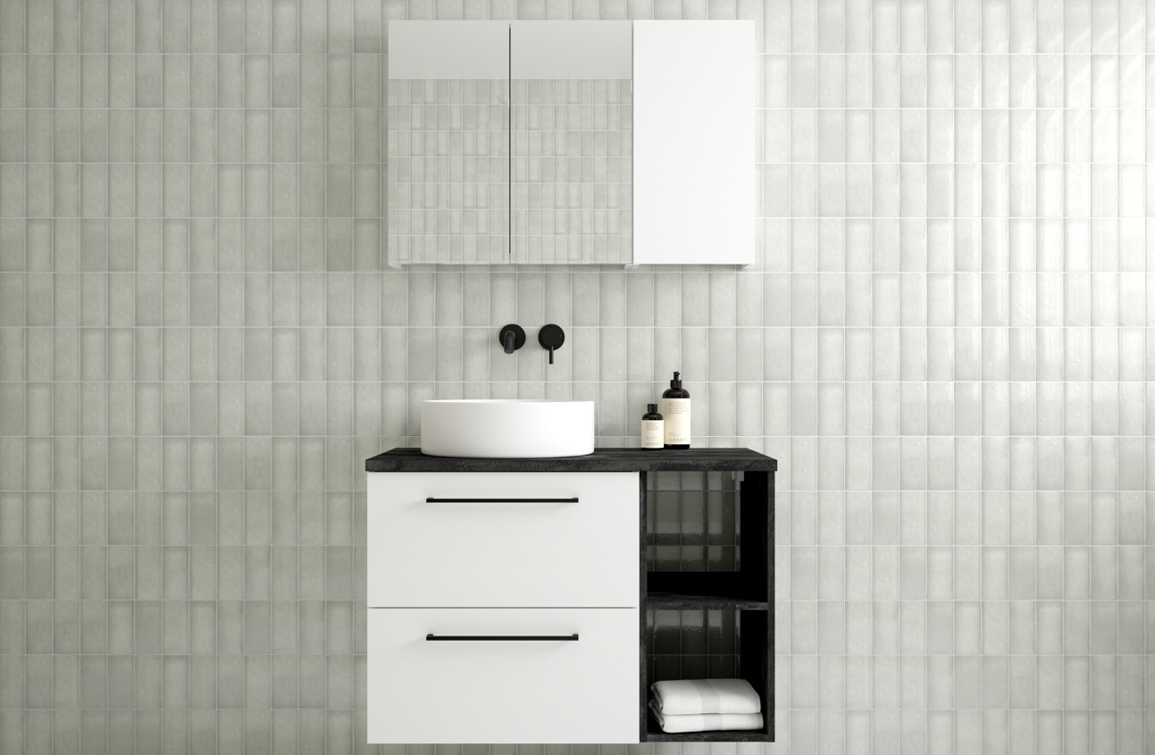 ArtDef Závesná skrinka do kúpeľne FERATA C30 1D/45 | biela – Obrázok 9