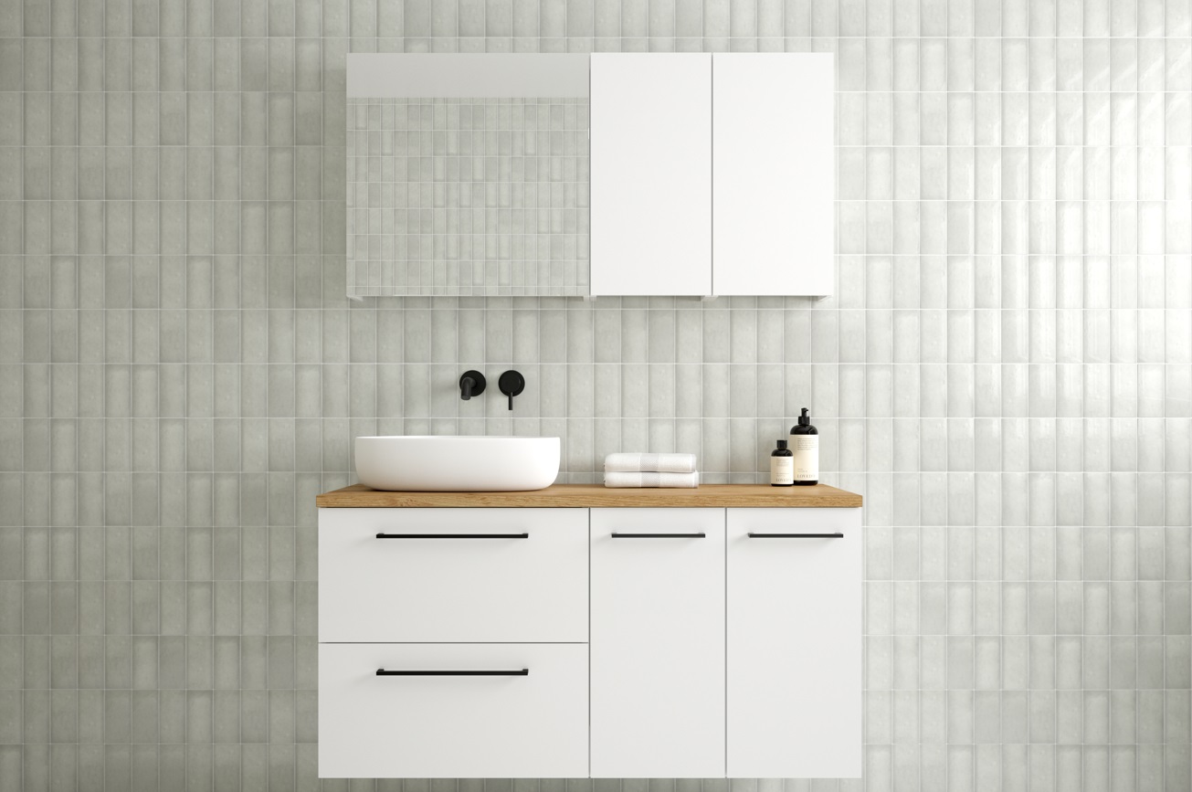 ArtDef Závesná skrinka do kúpeľne FERATA C30 1D/45 | biela – Obrázok 7