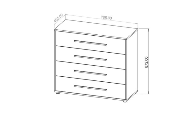 ArtGiB Komoda MAXIONE K4SZ | MX-03 biela – Obrázok 2
