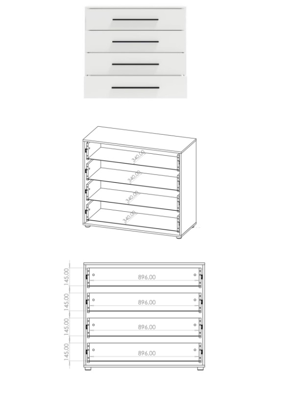 ArtGiB Komoda MAXIONE K4SZ | MX-03 biela – Obrázok 3