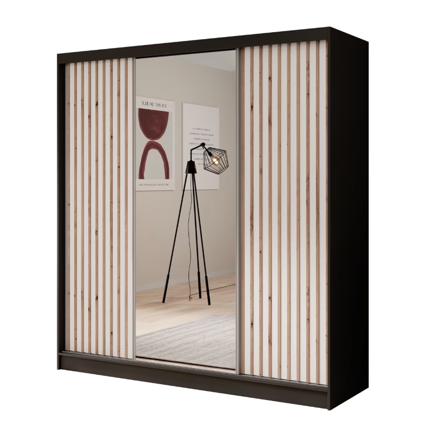 ArtAdrk Šatníková skriňa IDA | čierna / biela 200 cm