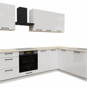 Artstolk Rohová kuchynská linka DENIS | 170-260 cm biely lesk