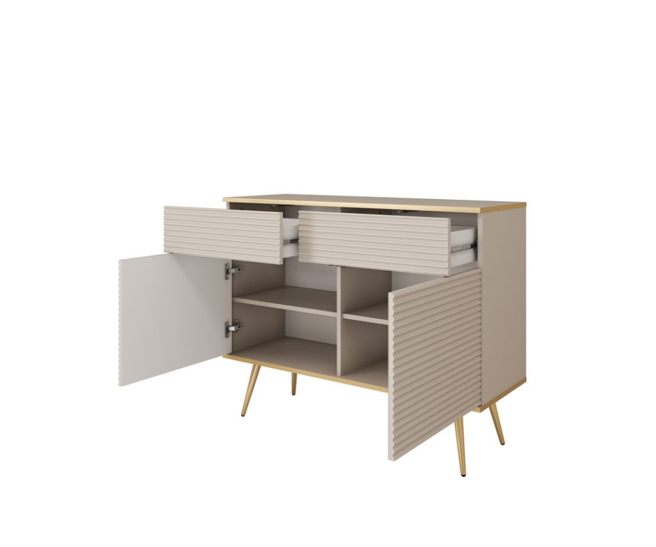 ArtPS Komoda BIJOU KSZ-107 MDF | béžová / zlaté nohy – Obrázok 3