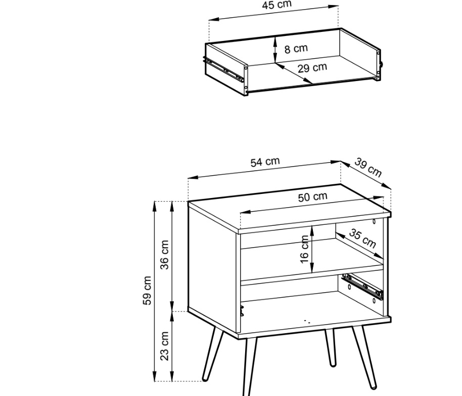 ArtPS Nočný stolík BIJOU S-54 MDF | béžová / zlaté nohy – Obrázok 3
