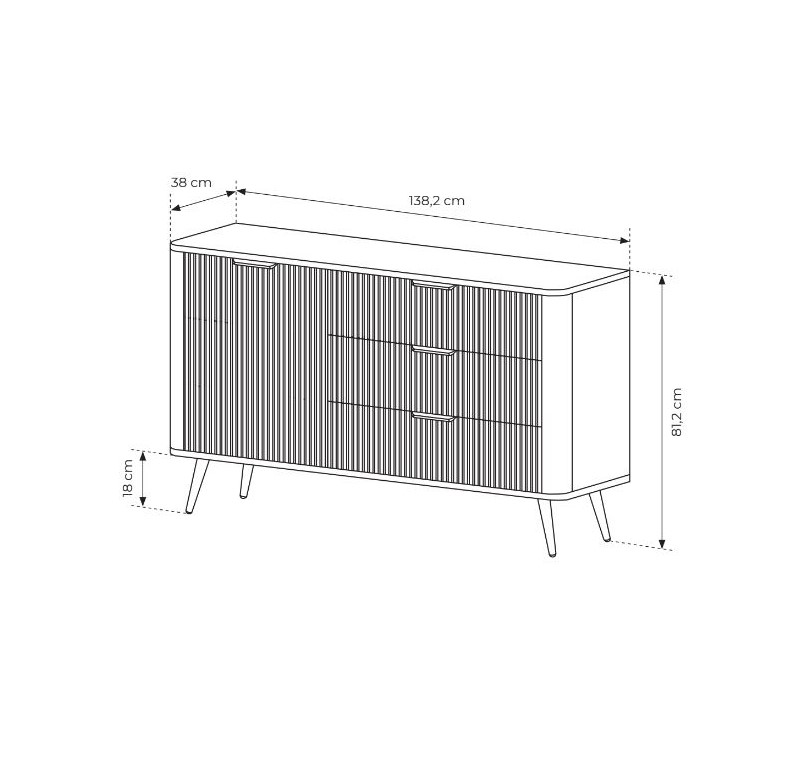 ArtLas Komoda LINA 138 D3S | biela – Obrázok 9