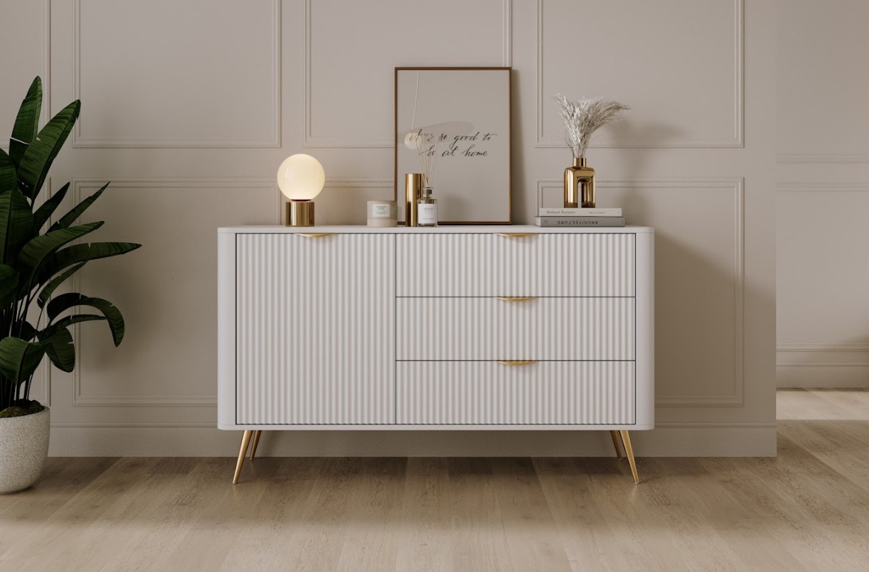 ArtLas Komoda LINA 138 D3S | biela – Obrázok 3