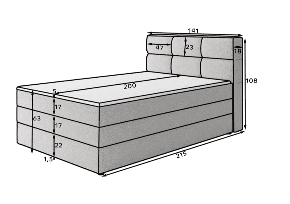 ArtElta Jednolôžková posteľ KASPED Boxspring | 140 x 200 cm Farba: Royal 18 – Obrázok 18