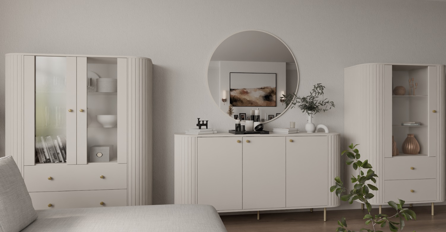ArtLemp Vitrína VAOLIA 2F2S | pieskovo béžová – Obrázok 10