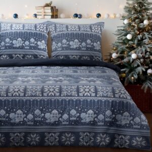 ArtFir Vianočné obliečky na dvojlôžko FJORD | tmavomodrá/biela 220 x 200 cm
