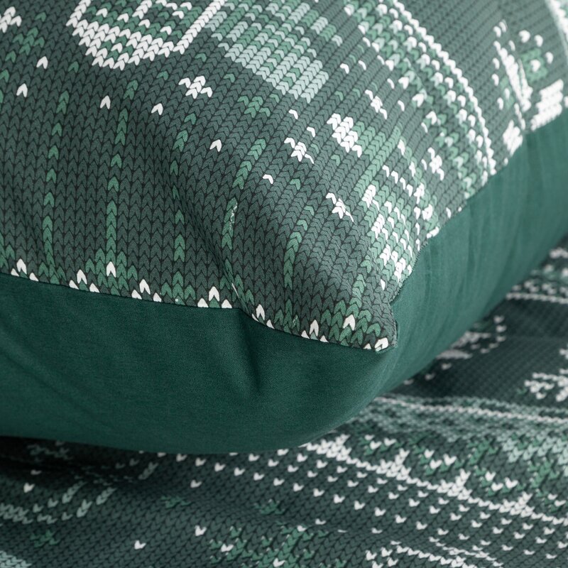 ArtFir Vianočné obliečky na jednolôžko CLOVER | tmavozelená/biela 140 x 200 cm – Obrázok 4