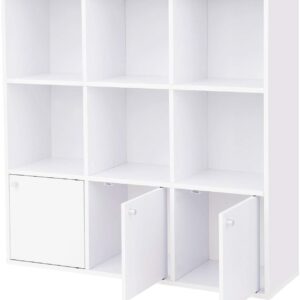 SONGMICS Knižnica s dvierkami LBC33WT, biela