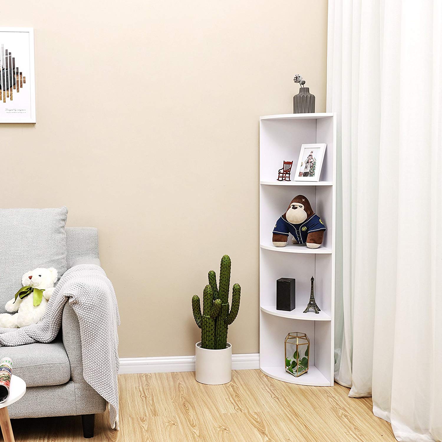 SONGMICS Rohový regál LBC42WT, biely – Obrázok 2