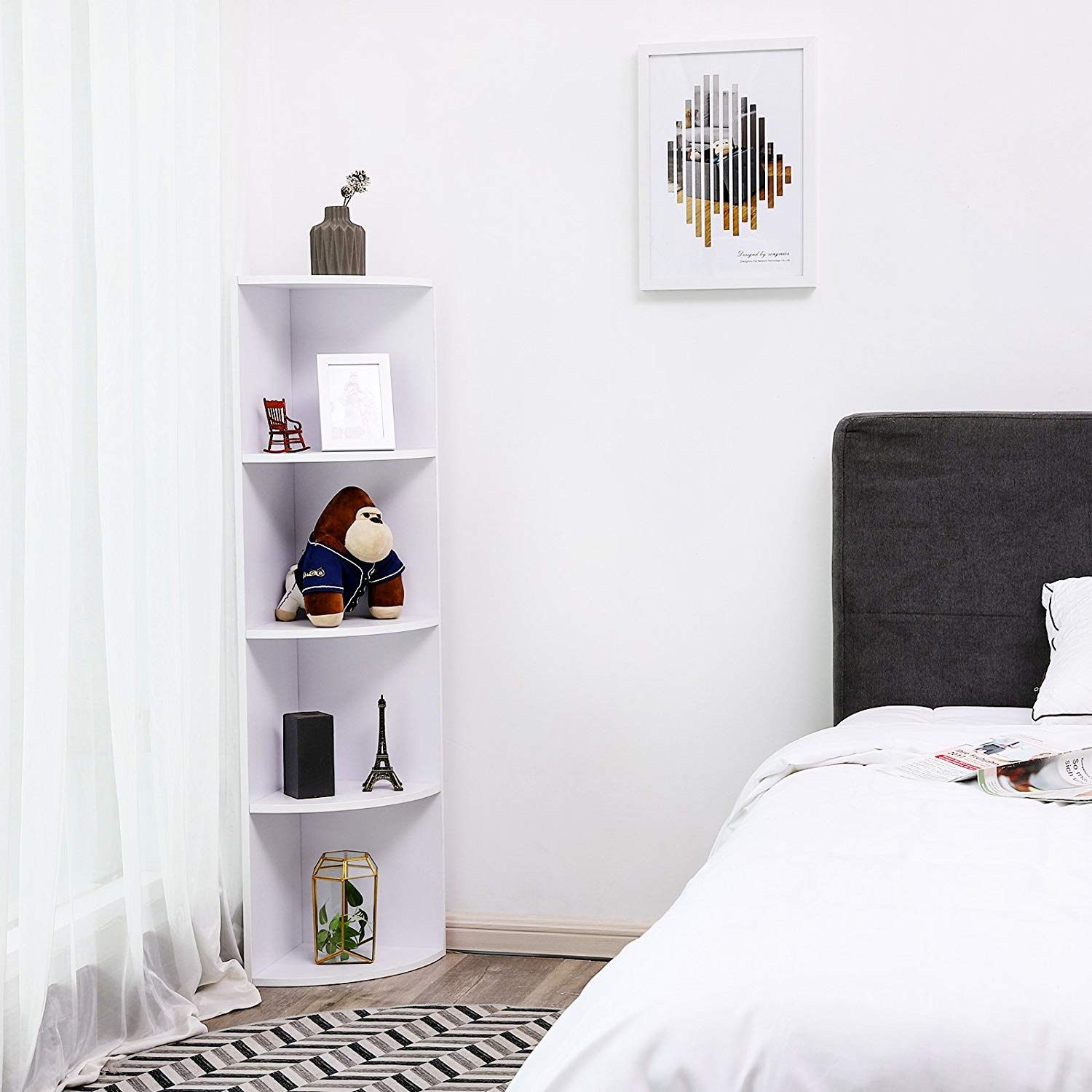 SONGMICS Rohový regál LBC42WT, biely – Obrázok 3