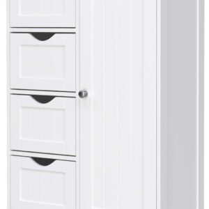 VASAGLE Kúpeľňová skriňa 4 zásuvky biela 55×80 cm