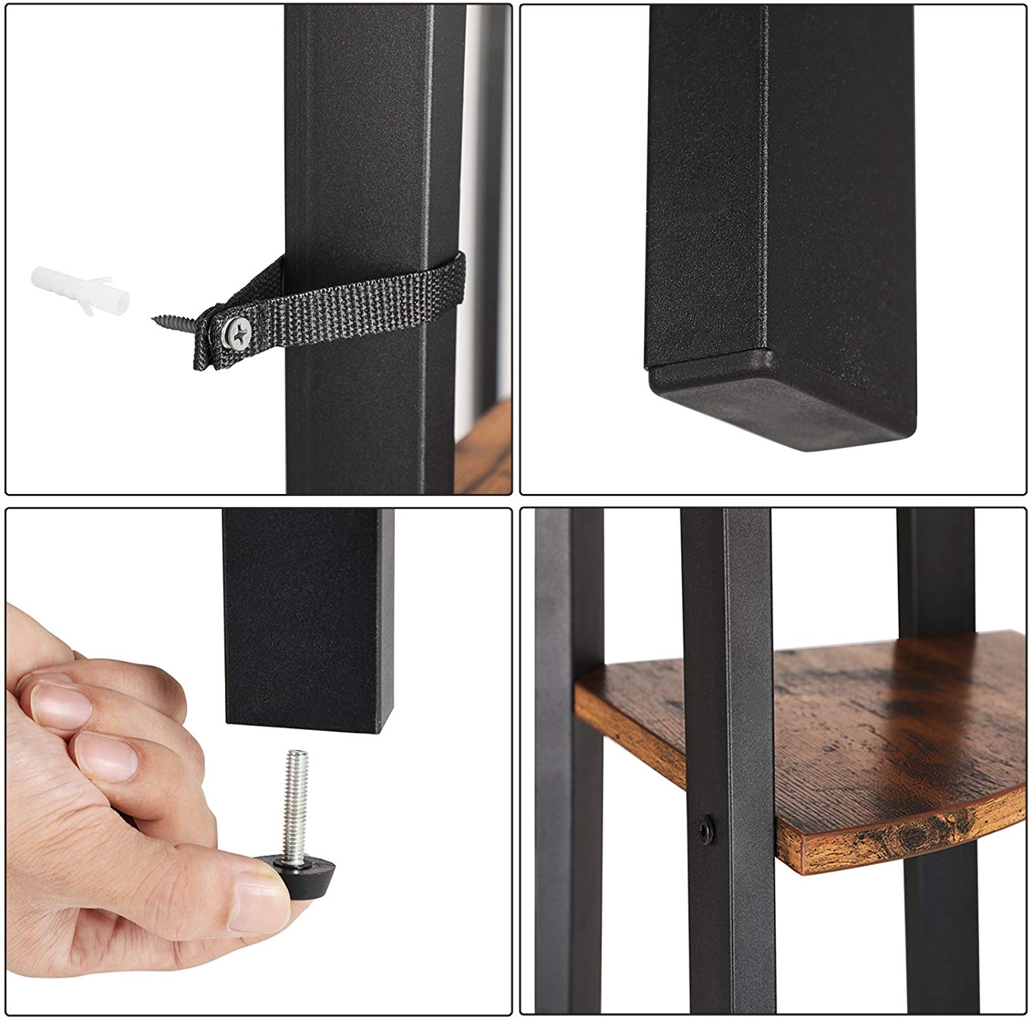 VASAGLE Rohový regál 4 police hnedý 34x125 cm – Obrázok 2