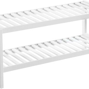 SONGMICS Bambusový botník 2 police biely 70×33 cm