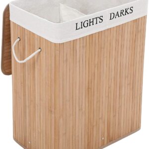 SONGMICS Bambusový kôš na triedenú bielizeň prírodný 100 l