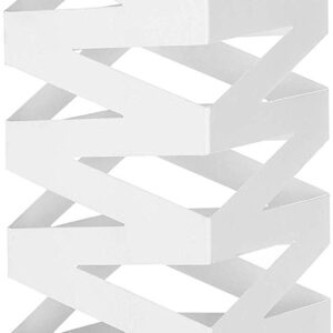 SONGMICS Stojan na dáždniky štvorcový biely motív zigzag