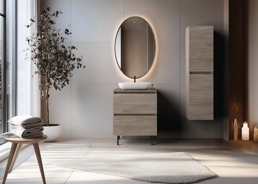 Elvisia Skrinka pod umývadlo s doskou SIMPLE Dark oak D60/1 | 60 cm – Obrázok 2