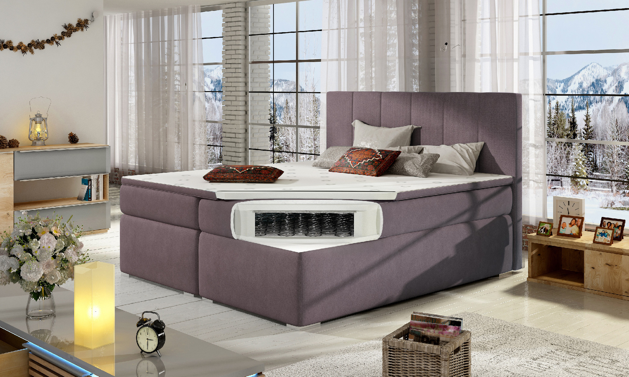 ArtElta Manželská posteľ BOLERO Boxspring | 160 x 200 cm Bolero rozmer: 160x200 cm, Bolero farba: Sawana 26 – Obrázok 13